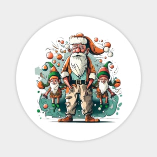 father Christmas and elves Magnet